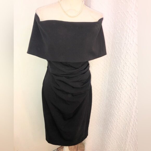 Amazing Vince Camuto Elegant Black Off-Shoulder Midi Dress Size 8 - Picture 4 of 11